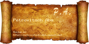 Petrovitsch Aba névjegykártya